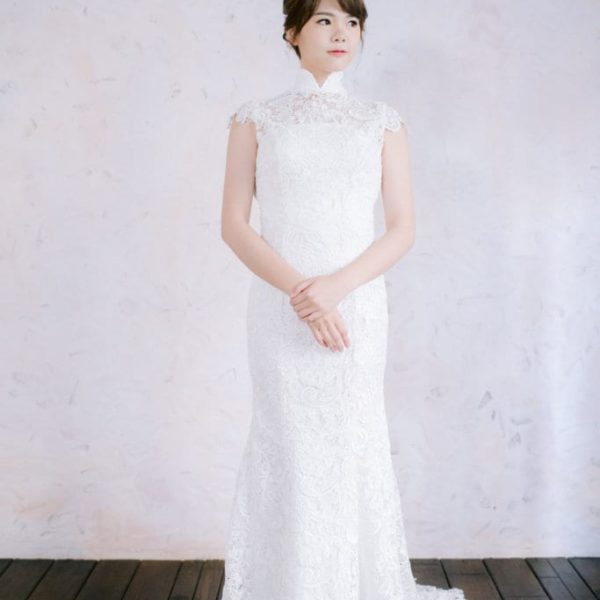 WF006 白色素雅手工婚紗
