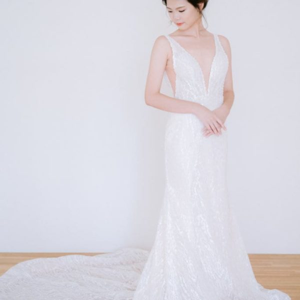 WF012 白色素雅手工婚紗