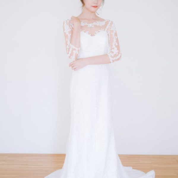WA027 白色素雅手工婚紗