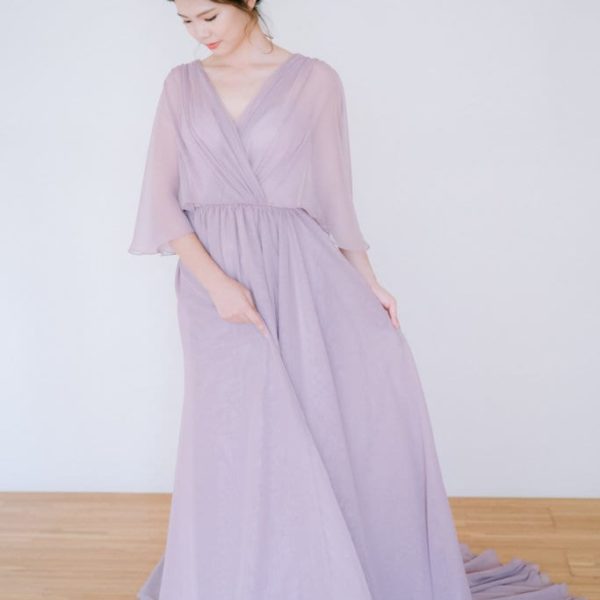 PUR001 紫色素雅晚禮服