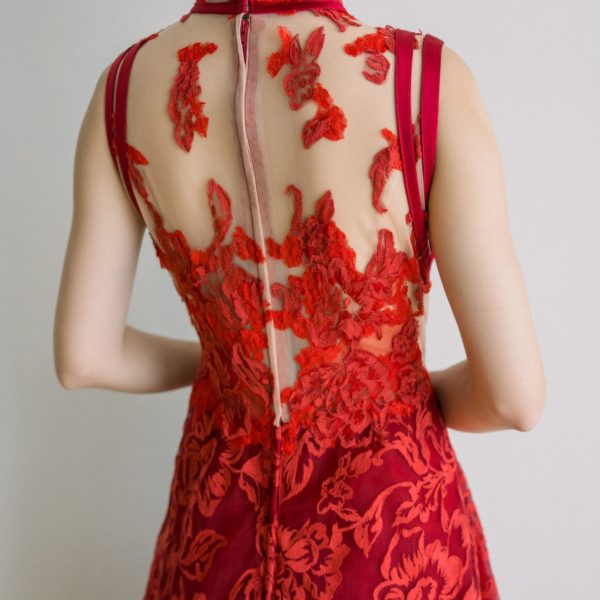 RA010 紅色蕾絲晚禮服(加價款)