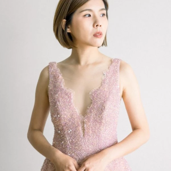 PA011 粉色素雅晚禮服