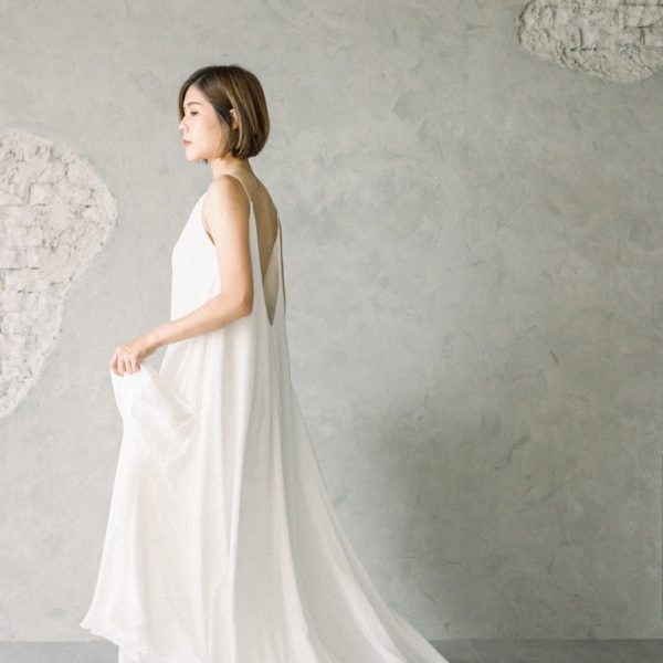 WA053 白色雪紡手工婚紗(加價款)