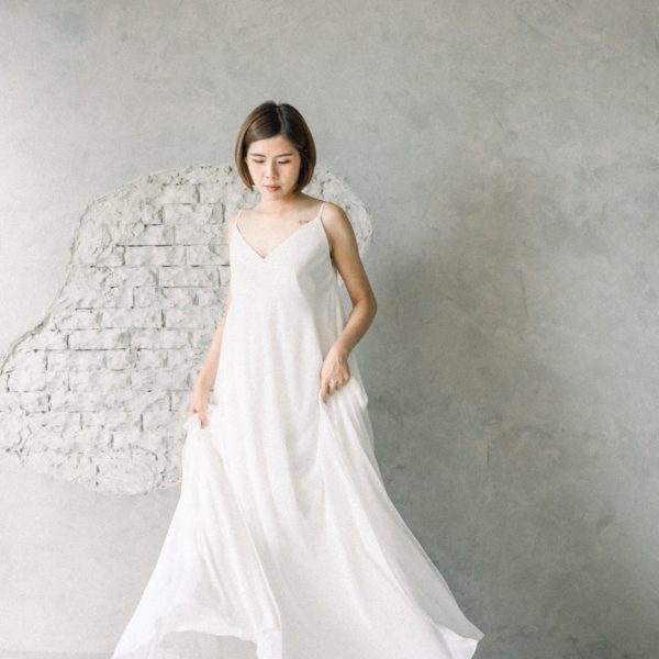 WA053 白色雪紡手工婚紗(加價款)