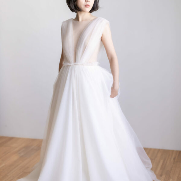 WP035 白色素雅手工婚紗
