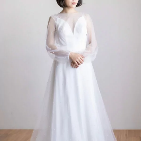 WA063 白色素雅手工婚紗